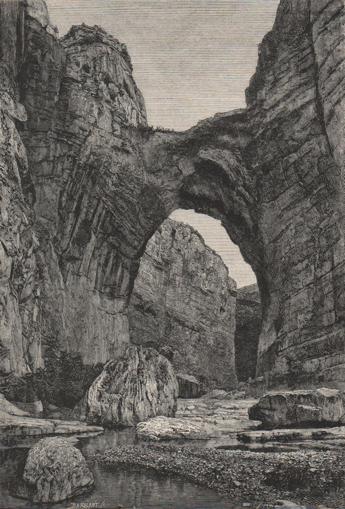 Natural Arch of Constantine/Qasentina, Oued Rhumel/Rummel Gorge. Algeria 1885